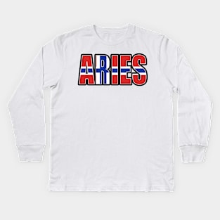 Aries Norwegian Horoscope Heritage DNA Flag Kids Long Sleeve T-Shirt